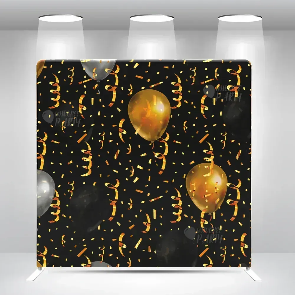 Black & Gold Balloons photo booth backdrop