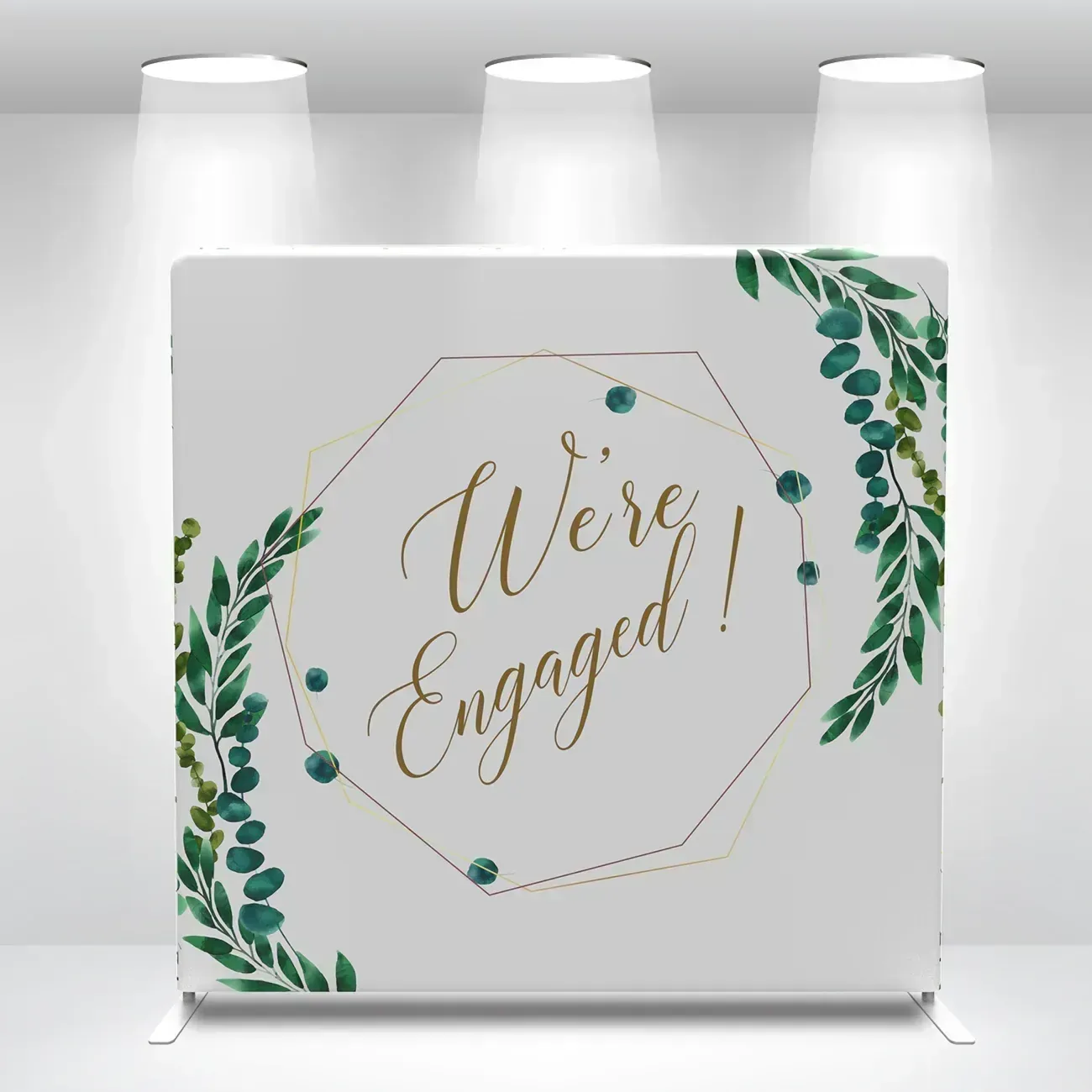 We're Engaged wedding photo booth backdrop