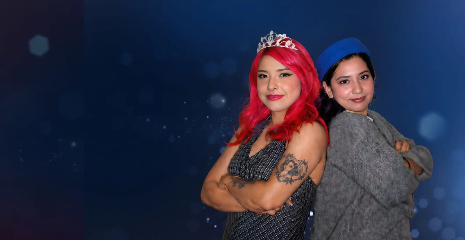 Two guests posing together in an EPiK Productions photo booth
