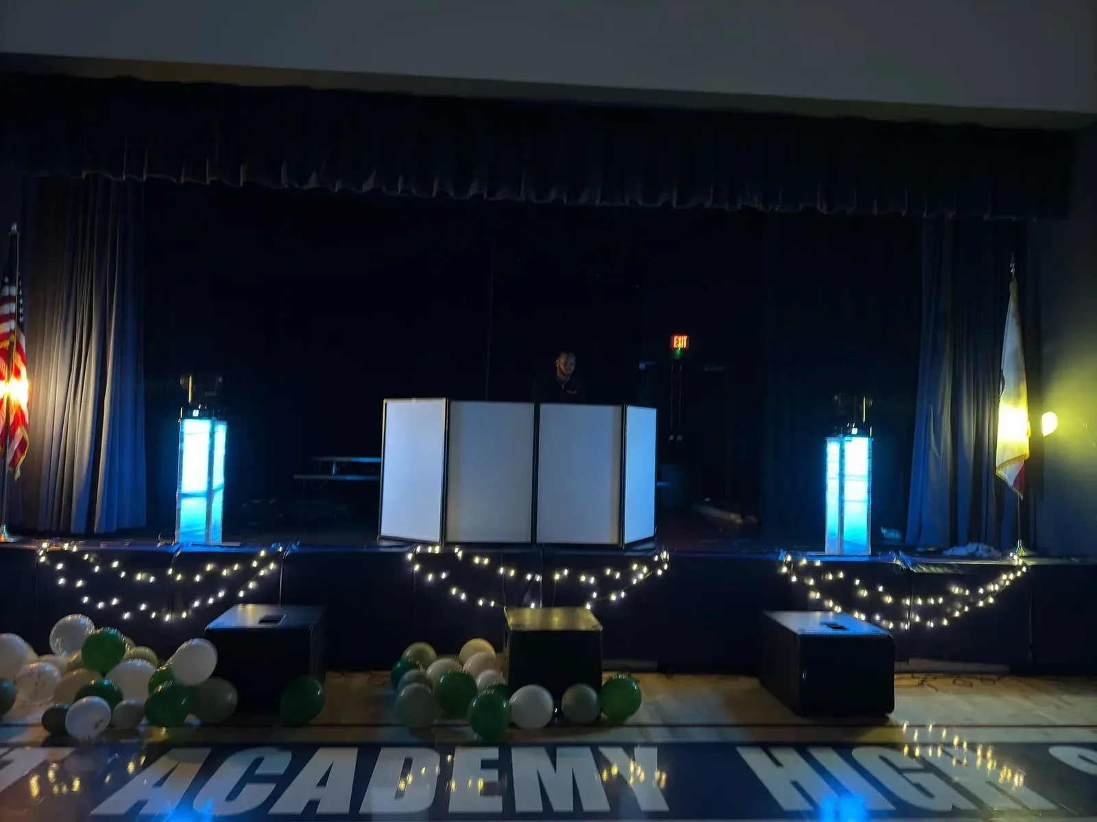 Stage lighting at a school event