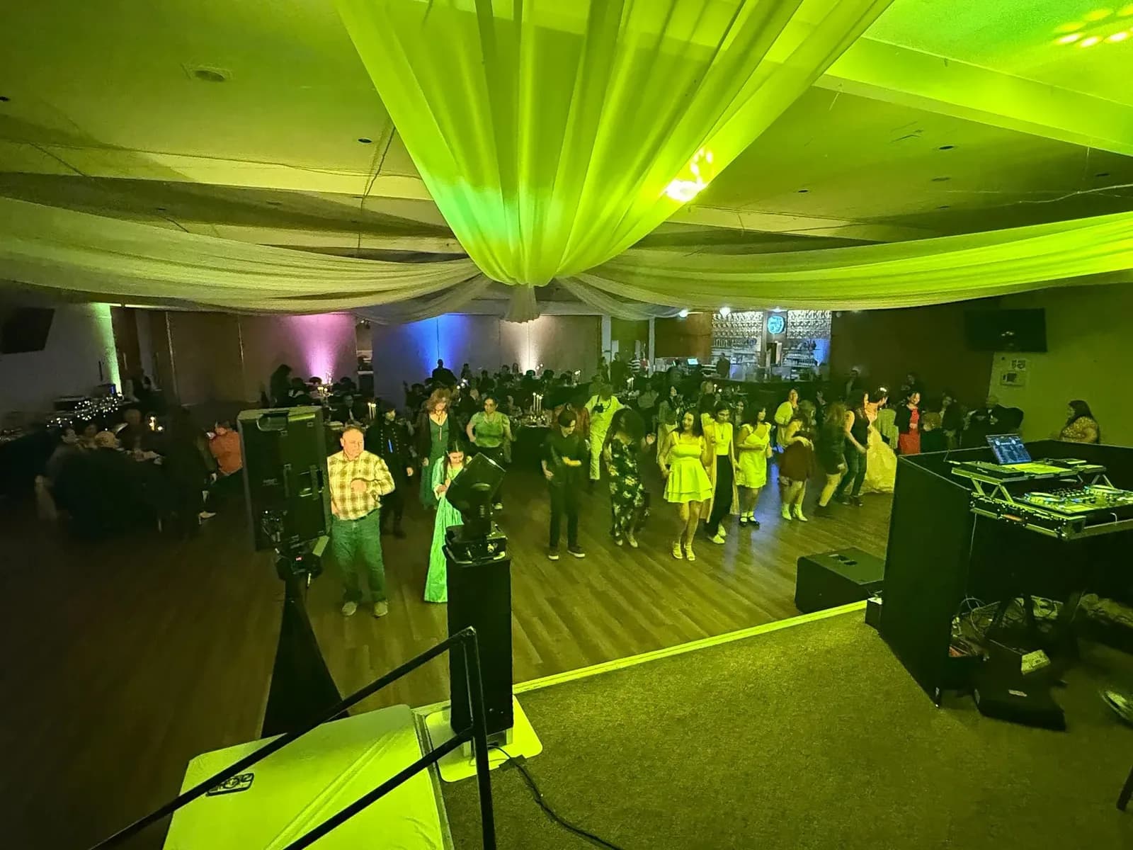 Wedding reception dance floor lighting